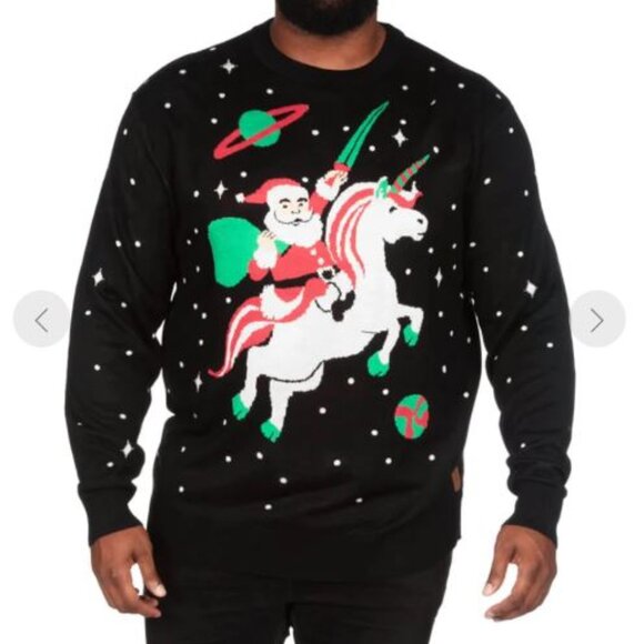 Tipsy Elves Santa Unicorn Knit Ugly Christmas Sweater Men's Size XL - Picture 1 of 9